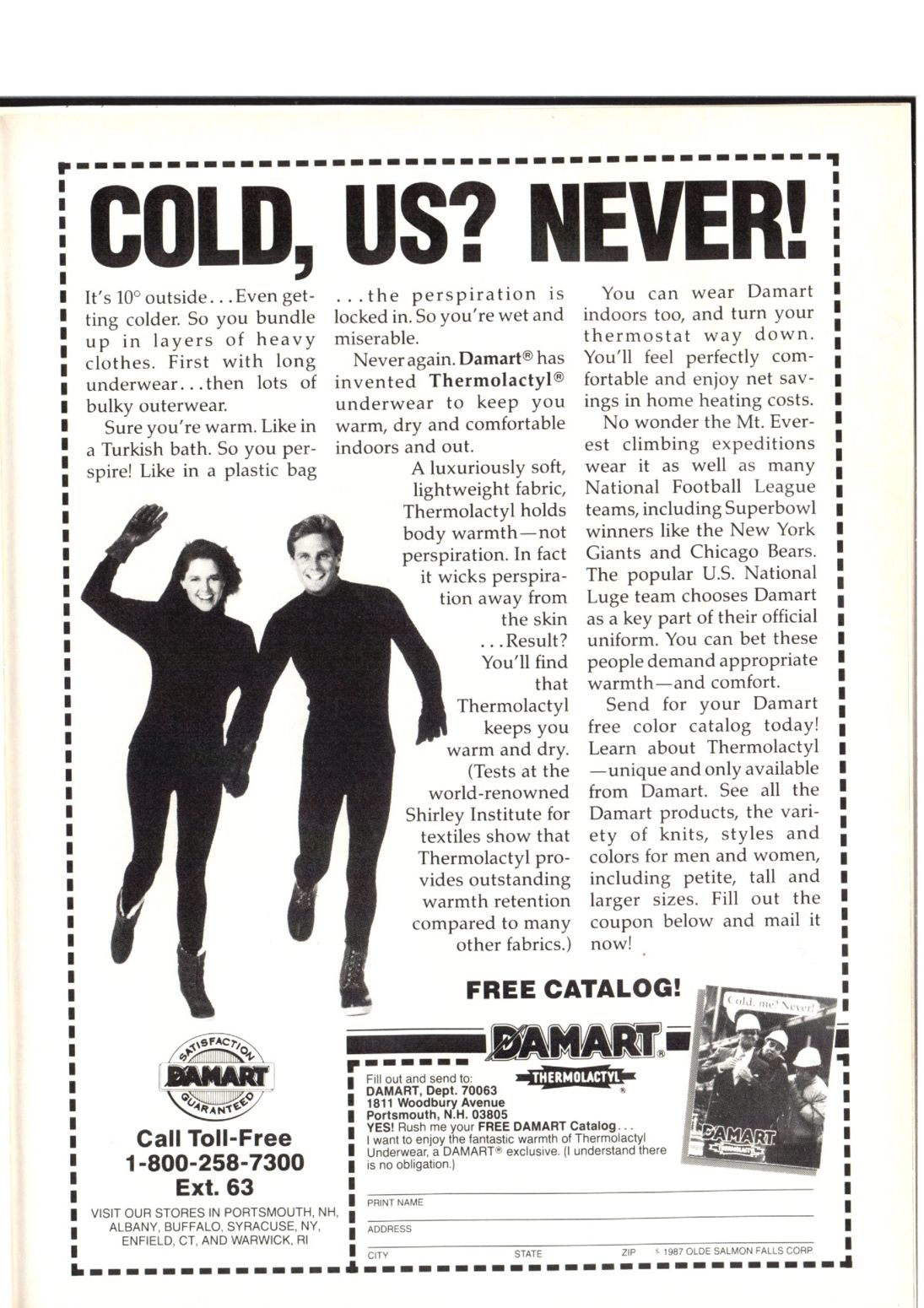1979 Damart Thermolactyl Underweear Ad - Laugh at the Cold 